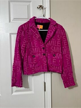 Vilagallo Magenta 'SMILE' Cropped Blazer